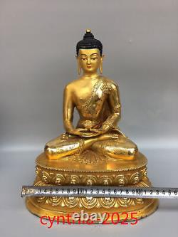 12.5Chinese Old antiques Tibet Buddhism Pure copper Statue of Sakyamuni Buddha