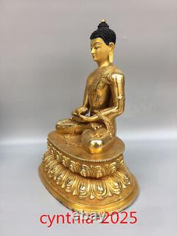 12.5Chinese Old antiques Tibet Buddhism Pure copper Statue of Sakyamuni Buddha