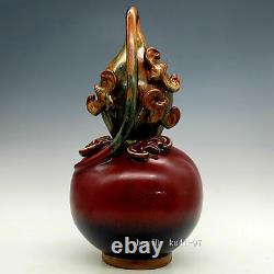 12.8 Chinese antiques Jun kiln Red glaze Five Blessings Statue Gourd bottle