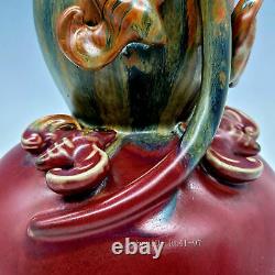 12.8 Chinese antiques Jun kiln Red glaze Five Blessings Statue Gourd bottle