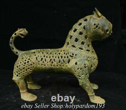 12.8 Old Chinese Bronze ware Dynasty Tiger Beast Zun Statue Sculpture