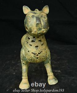12.8 Old Chinese Bronze ware Dynasty Tiger Beast Zun Statue Sculpture