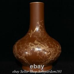 12.8 Qiang Qianlong Chinese Glaze Gilt Porcelain Flower Bird Bottle Vase G