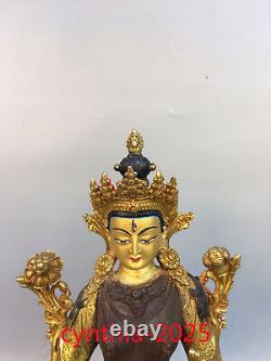 12.9Chinese Old antiques Pure copper gilding Statue of White Tara Buddha