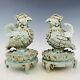 12 Chinese Old Porcelain Song Dynasty Ru Kiln A Pair Cyan Ice Crack Bird Statue