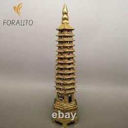 12 Chinese antique Fine carving brass Wenchang Tower statue