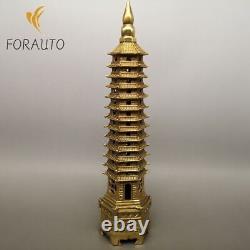 12 Chinese antique Fine carving brass Wenchang Tower statue