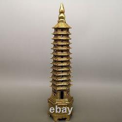 12 Chinese antique Fine carving brass Wenchang Tower statue