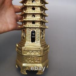 12 Chinese antique Fine carving brass Wenchang Tower statue