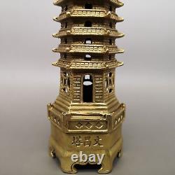 12 Chinese antique Fine carving brass Wenchang Tower statue