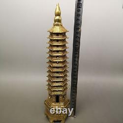 12 Chinese antique Fine carving brass Wenchang Tower statue