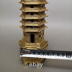 12 Chinese antique Fine carving brass Wenchang Tower statue