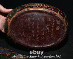 12 Marked Old Chinese Lacquerware Painting Dynasty Beast Pattern Duck Box