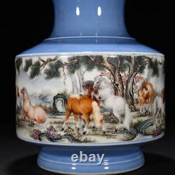 12 Old Antique Chinese Porcelain dynasty famille rose eight horse Pine Vase