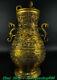 12 Old China Dynasty Bronze Ware Gold Dragon Pixiu Beast Vase Bottle Vases