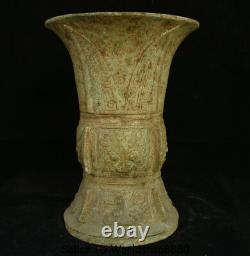 12 Old Chinese Bronze Ware Dynasty Beast Face colored goblet Drinking Vessel