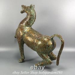 12 Old Chinese Bronze Ware Gilt Fengshui 12 Zodiac Year Horse Statue