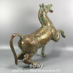 12 Old Chinese Bronze Ware Gilt Fengshui 12 Zodiac Year Horse Statue