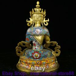12 Old Chinese Cloisonne Copper Amitayus longevity Goddess Flower Sculpture