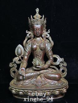12 Old Chinese dynasty Temple Tibetan Buddhism bronze gilt Tara Buddha statue
