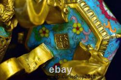 12 Xuande Marked Old Chinese Cloisonne Enamel Dynasty Lion Dog Incense Burner