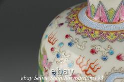 12 Yongzheng Marked Chinese Famille rose Porcelain Dragon Bottle Vase