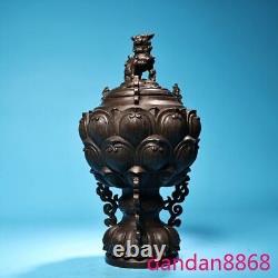 12old Chinese dynasty bronze fengshui Lion Incense burner Censer statue
