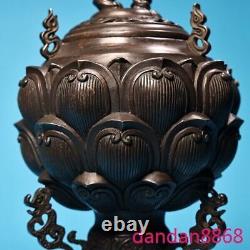 12old Chinese dynasty bronze fengshui Lion Incense burner Censer statue