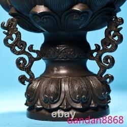 12old Chinese dynasty bronze fengshui Lion Incense burner Censer statue