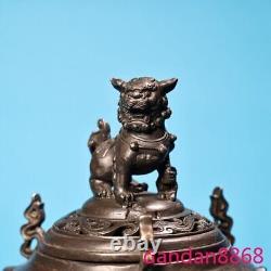 12old Chinese dynasty bronze fengshui Lion Incense burner Censer statue