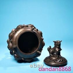 12old Chinese dynasty bronze fengshui Lion Incense burner Censer statue