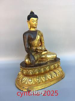13Chinese Old antiques Pure copper gilding exquisite Statue of Sakyamuni Buddha