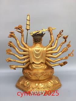 13Rare Chinese antiques Pure copper gilding Guanyin Bodhisattva Buddha