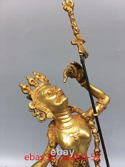 13.0Rare Chinese antiques Tibetan Buddhism bronze gilt Empty line Mother Statue