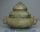 13.2 Antique Old Chinese Bronze Ware Dynasty Three Layers Dragon Ear Vessel