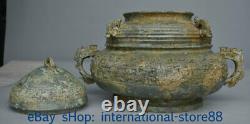 13.2 Antique Old Chinese Bronze Ware Dynasty three layers Dragon Ear Vessel