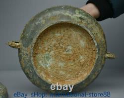 13.2 Antique Old Chinese Bronze Ware Dynasty three layers Dragon Ear Vessel