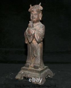 13.2 Old Chinese Red Iron Gilt Dynasty civil official civilian People Sculpture