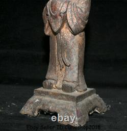 13.2 Old Chinese Red Iron Gilt Dynasty civil official civilian People Sculpture