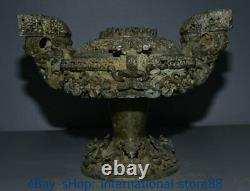 13.2 Rare Antique Chinese Bronze Ware Dynasty Place Dragon Beast Food vessels