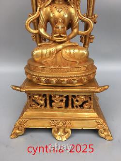13.3Rare Chinese antiques Pure copper gilding Backlit Guanyin Bodhisattva Buddh