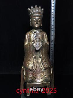 13.3Rare Chinese antiques Pure copper gilding Civil service statue