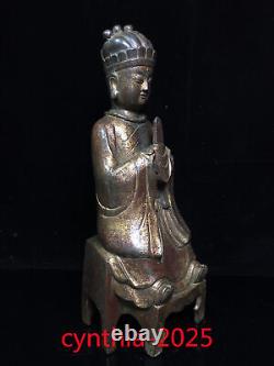 13.3Rare Chinese antiques Pure copper gilding Civil service statue