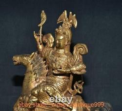 13.6 ancient China Chinese copper Gilt Palden Lhamo Deity Buddha statue