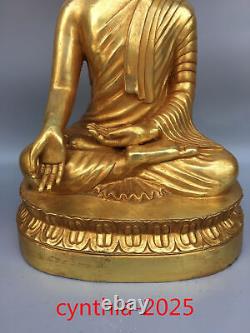 13.7Rare Chinese antiques Pure copper gilding Statue of Sakyamuni Buddha