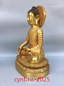 13.7Rare Chinese antiques Pure copper gilding Statue of Sakyamuni Buddha