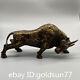 13.7rare Chinese Antiques Pure Copper Gilt Exquisite Handmade Flower Cow Statue