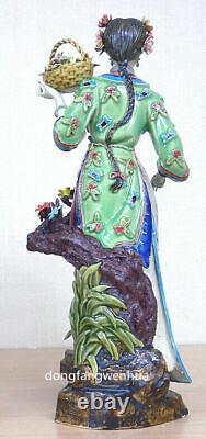 13 Chinese Ceramic Wucai Porcelain Ancient Beauty Woman Girl Flower Figurine A