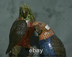 14.4 Rare Chinese Cloisonne Bronze Dynasty Double Birds Gourd Censer Statue