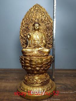 14.5Rare Chinese antiques bronze gilt Jingping Guanyin Bodhisattva Buddha Statue